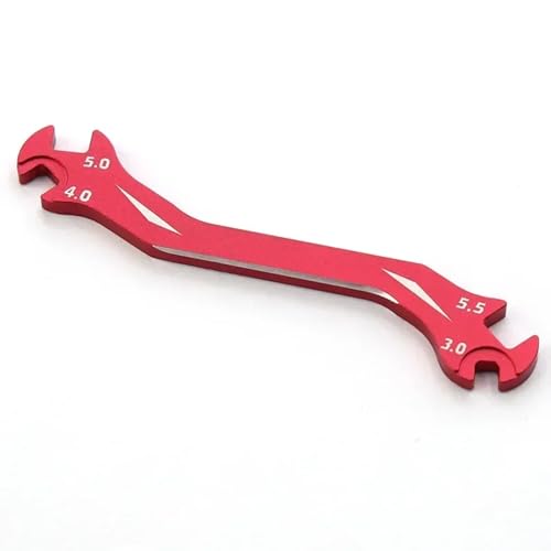 RC Multi-Function Wrench Turnbuckle Nut Ball Joint Remover 3mm 4mm 5mm 5.5mm Universal Repair Tool Aluminum Alloy for 1/10 1/8 1/24 Crawler Truck Off Road Car Boat Drone Airplane (Red) - color: Red