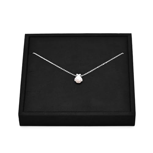 Oirlv Black Microfiber Jewelry Necklace Display Tray | Black Microfiber Finish, 5.51"X5.51"X0.79", Holds Multiple Necklaces, Soft Non-Abrasive Material, Clean Professional Display - style: P13709