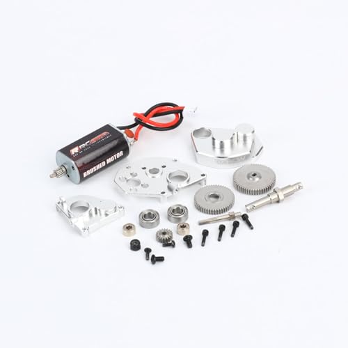 RCAWD SCX24 Motor 050 55t & SCX24 Transmission Metal Gearbox Combo for Axial 1/24 SCX24 & AX24 Series Upgrades Parts Silver
