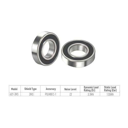 627-2RS 20 PCS Deep Groove Ball Bearing 7×22×7mm Double Black Rubber Sealed Ball Bearing Chrome Steel P0 Z2 Bearing for Industrial Machine,Power Tools and Mechanical Equipment - size: 627-2RS Size 7×22×7mm