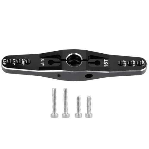RC 15T Aluminum Metal Servo Horn Double Arm Steering Arms Black for 1/5 Scales RC Servo Repair Parts Accessories, Universal 15T Servo Arm Horn
