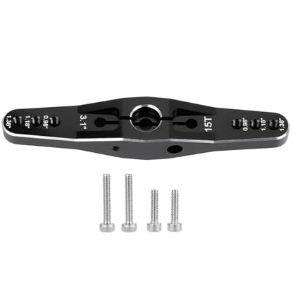 RC 15T Aluminum Metal Servo Horn Double Arm Steering Arms Black for 1/5 Scales RC Servo Repair Parts Accessories, Universal 15T Servo Arm Horn