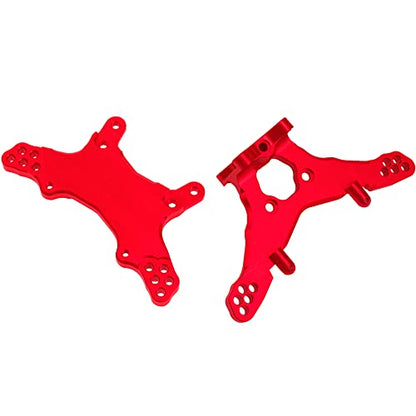 Metal Front & Rear Shock Tower RC Shocks Damper Mount Set Compatible with Losi 1/18 Mini-T 2.0 2WD Stadium RC Truck Hop-Up Parts (Red) - color: Red