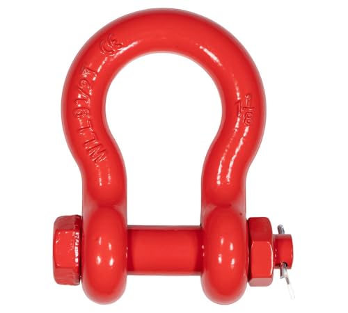 Mytee Products 1-1/8" Anchor Shackle Forged Carbon Steel w/Safety Screw Pin Load Limit 19,000 lbs, Double Rust Protection Heavy Duty D Ring Bolt Type Shackle for Towing, Rigging & Vehicle Recovery - color: 1 - Pack, size: 1-1/8" (9.5 Ton WLL), style: Bolt