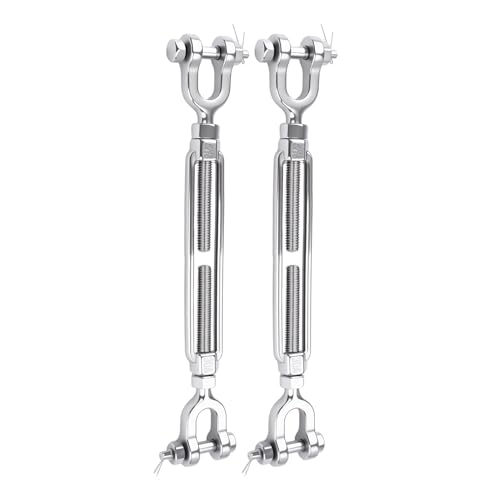 5/16 Turnbuckle Heavy Duty 304 Stainless Steel Turnbuckle Tensioner, 2100 lbs Working Load Limit, Jaw and Jaw Turnbuckles for Cables Wire Shade Sail Deck Ground Anchor (2PCS) - size: 5/16"(M8)-2PCS