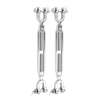 5/16 Turnbuckle Heavy Duty 304 Stainless Steel Turnbuckle Tensioner, 2100 lbs Working Load Limit, Jaw and Jaw Turnbuckles for Cables Wire Shade Sail Deck Ground Anchor (2PCS) - size: 5/16"(M8)-2PCS
