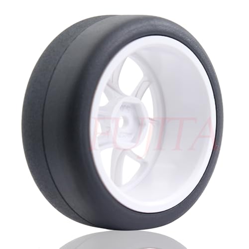 fujita 12mm hex 1/10 RC Drift Tires and Hard Plastic Wheels Rims Rally Racing Tyres for Tamiya XV01 XV02 TT02 PTG HSP RGT Kyosho FAZER MK2 Lc Racing PTG (White) - color: White