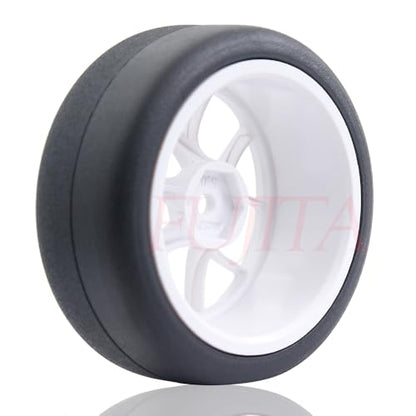 fujita 12mm hex 1/10 RC Drift Tires and Hard Plastic Wheels Rims Rally Racing Tyres for Tamiya XV01 XV02 TT02 PTG HSP RGT Kyosho FAZER MK2 Lc Racing PTG (White) - color: White