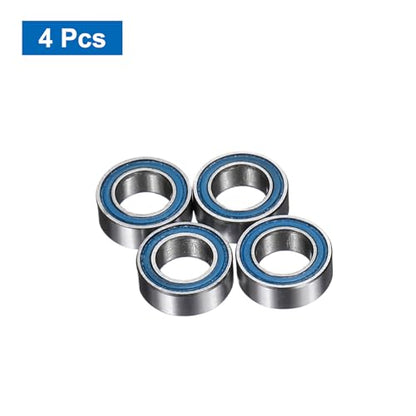 uxcell 4 Pcs MR74-2RS Deep Groove Micro Bearing, 4x7x2.5mm Double Rubber Sealed Chrome Steel Small Bearings (ABEC5, Z4 Low Noise) - size: MR74-2RS