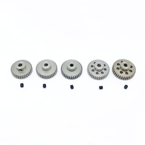 KingVal Replacement 5PCS 48DP 3.175mm 33T 34T 35T 36T 37T Aluminium Pinion Motor Gear Compatible with 1/10 RC Car Brushed Brushless Motor - size: 33-37T