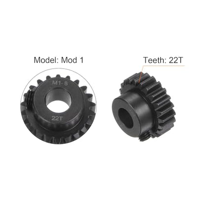 uxcell Mod 1 22T Pinion Gear 8mm Bore Hardened Steel Motor Rack Spur Gear for RC Car Truck Gear Drive