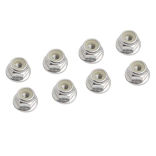 8PCS Flange M4 Lock Nuts Serrated Nylon Self-Tightening Aluminum M4 Wheel Hardware for Axial HPI TLR ECX Model RC Car Vehicles Upgraded Replacement Parts (Silver) - color: Silver