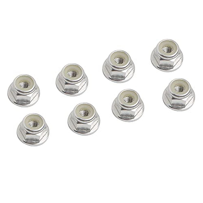 8PCS Flange M4 Lock Nuts Serrated Nylon Self-Tightening Aluminum M4 Wheel Hardware for Axial HPI TLR ECX Model RC Car Vehicles Upgraded Replacement Parts (Silver) - color: Silver