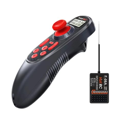 HOTRC DS-600 6CH 2.4G RC Transmitter w/ 6CH Receiver for Crawler Tank Boat | one-hand，cruise lock, tank mix, fail-safe