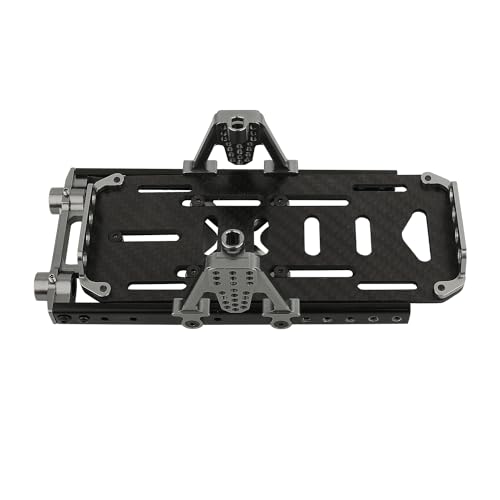 Metal Chassis Frame Kit Extended Rails with Shock Towers Battery Mount Bumper Mount Chassis Brace 4x4 Upgrade to SCX10 6x6 for 1/10 RC Crawler Axial SCX10 Modified Part (Titanium) - color: Titanium