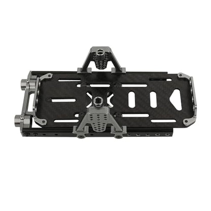 Metal Chassis Frame Kit Extended Rails with Shock Towers Battery Mount Bumper Mount Chassis Brace 4x4 Upgrade to SCX10 6x6 for 1/10 RC Crawler Axial SCX10 Modified Part (Titanium) - color: Titanium