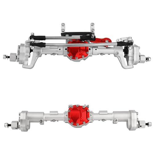 CNC Anodized Complete Front & Rear Portal Axle for 1/10 RC Crawler Car Axial SCX10 II Deadbolt 90046 90047 SCX10 90028 90027 Metal Upgrade Parts (Silver) - color: Silver