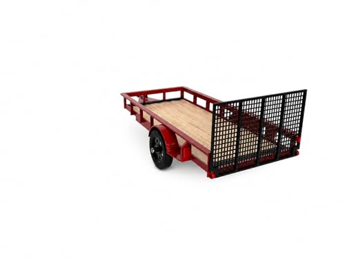 AM Scale 1/24-1/18 Utility Trailer, Compatible with axial SCX24, Traxxas TRX4M, Kyosho mini-z 4x4 (Red) - color: Red