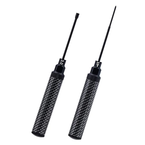 Carbon Fiber Handle Tool with High Speed Steel Screwdriver bit Set 2.0mm+ Phillips Screwdriver 3.0mm Hex Nut Driver for 1/30 Axial SCX30 Ford Bronco Jeep Wrangler JLU