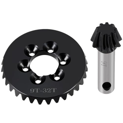 Diff Ring&Pinion Gear 32/9T 1.35M for Axial SCX6 JLU JeepTrail | Honcho AXI05000 AXI05001 1/6 RC Crawler Upgrade Parts Steel Front or Rear Spiral Cut Differential Gears - size: 32T/9T/1.35 Mod