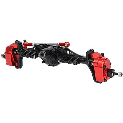 RC Front Axle Metal Remote Control Crawler Front Portal Axle Assembly for Axial Capra 1.9 UTB RC Car Upgrade Parts Aluminum Alloy Hardened Steel 250mm 465g 1Pc (Black Red)