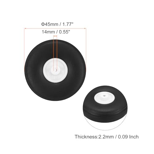 MECCANIXITY 10Pcs RC Airplane Wheels 1.8" OD Aircraft PU Rubber Tire Tail Airplanes Wheel Replacement for DIY Model Plane Helicopter Car - size: 1.8" OD