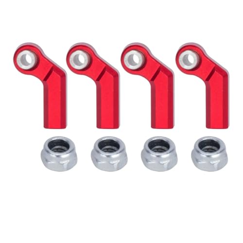 1/10 RC Crawler Rod Ends,4pcs M4 Aluminum Chassis Link Steering Rod Straight Rod Ends/Bend Rod Ends for 1/10 RC Crawler SCX10 TRX4 Capra VS4-10 Wraith (Bend 7.5mm Red) - color: Bend 7.5mm Red