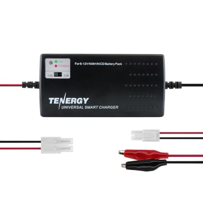 Tenergy Universal Smart Charger for 6V-12V NiMH/NiCd Battery Packs - 2A Rapid RC Charger with Tamiya & Mini Tamiya Adapters