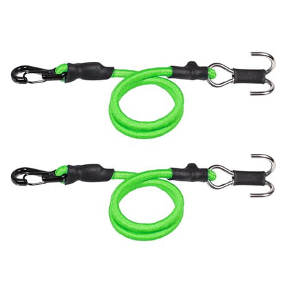 2pcs 280mm Elastic Strap Escape Rope Kinetic Winch Strap with Rescue Trailer Hook for 1/18 1/24 RC Crawler Car TRX4M High Trail SCX24 FCX24 (Green) - color: Green