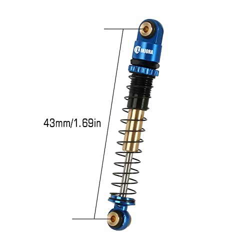 INJORA 43mm Aluminum Threaded Shocks Absorber Damper for 1/24 SCX24 (Blue) - color: Blue