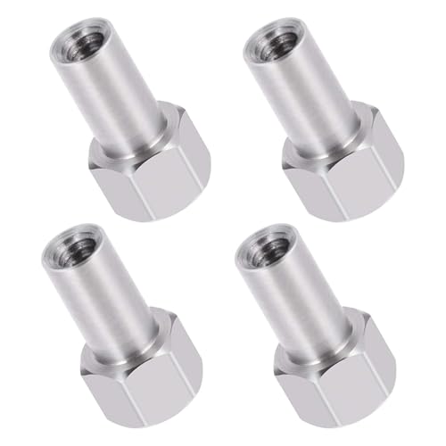 8-Pack M2 Wheel Nuts, Stainless Steel, Locking Hex | 2, 3, and 5mm extension lengths, compatible with 1/24 Axial SCX24 AXI90081 and FMS RC crawler models