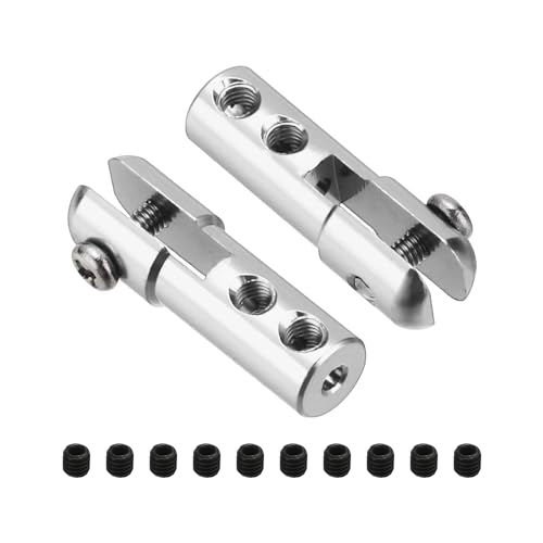 MECCANIXITY 2Pcs Metal Clevis M2 Thread Aluminum Alloy Clevis Servo Horn Tie Rod Chuck Connector with Screws for RC Airplane Car Helicopter Model Replacements,Silver - color: Silver