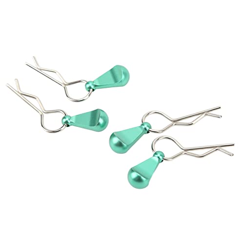 Alomejor 1/10 Body Clips Pull Tabs, RC Car Body Clips Pull Tabs Easy Installation High Strength Metal for 1/8 Remote Control Car (Green)