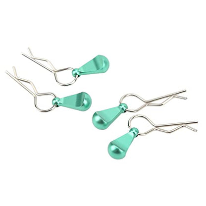 Alomejor 1/10 Body Clips Pull Tabs, RC Car Body Clips Pull Tabs Easy Installation High Strength Metal for 1/8 Remote Control Car (Green)