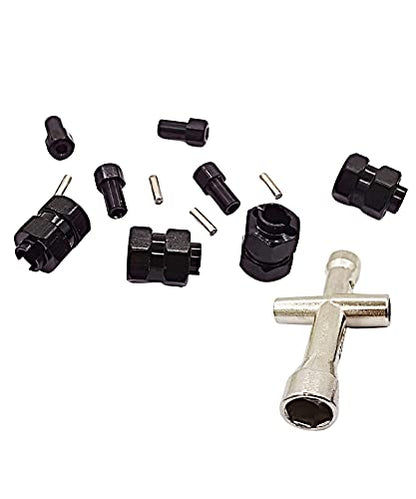 Aluminum 7mm Extended Hex Wheel Hubs for 1/24 SCX24 RC Crawler | 9.5mm Offset Extension 4Pcs Hex Drive Adapter CNC Machined High Strength Easy To Install - size: Black