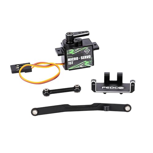 SCX24 Servo Upgrade for Axial SCX24 Bronco C10 Deadbolt Upgrades | 12g Metal Gear Servo with 15T Servo Mount and Steering Link for 1/24 RC Crawler