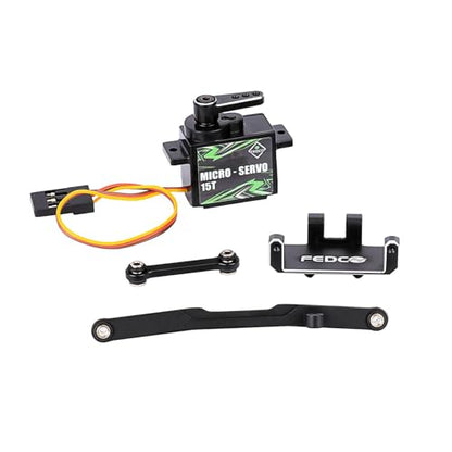 SCX24 Servo Upgrade for Axial SCX24 Bronco C10 Deadbolt Upgrades | 12g Metal Gear Servo with 15T Servo Mount and Steering Link for 1/24 RC Crawler
