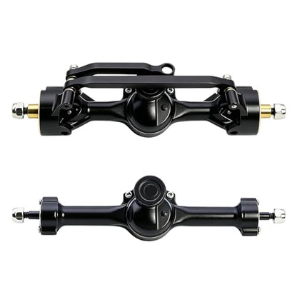 Aluminum Front Rear Axles Set Assembly with Steering Link Brass Steering Knuckles CVD for Axial SCX30 Bronco Wrangler K10 1/30 RC Crawler Car ﻿ (Black) - color: Black