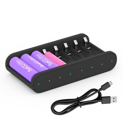 ISDT Battery Charger AA AAA Rechargeable Batteries 8-Bay Portable Smart Charger Fast Charging USB Input Port for 1.2V NiMH NiCd 1.5V Li-lon LiFePO4 Batteries with Bluetooth APP Connection (Black) - size: 8 Slot