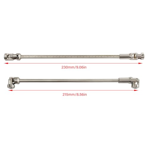 1/10 RC Crawler Cut-to-Length Drive Shaft Kit, Adjustable 68–229mm Stainless Steel RC Driveshaft Driveline with CNC Universal Joints and Mounting Screws, 2PCS (Silver) - color: Silver