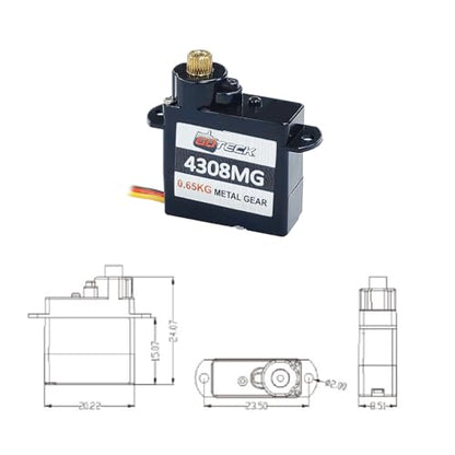 GOTECK 2PCS 4.3g Mini Servo, Micro Full Metal Gear Digital Servo,for RC Car Model Boat Fixed-Wing Helicopter Airplane Robot Toy - color: Gs4308mg