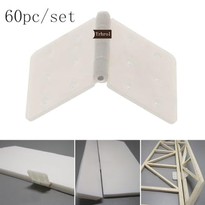 60 Pack 3Sizes Pinned Nylon Hinges for RC Airplane Model Airplane Parts Fixed Wing Model Airplane Square Loose-Leaf
