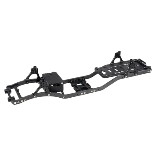 for SCX10 Chassis Set for 1/10 RC Crawler w/Carbon Fiber Rails Metal Brace Skid Plate Adjustable Shock Mount Radio Box Battery Tray(Black Set) - color: Black Set