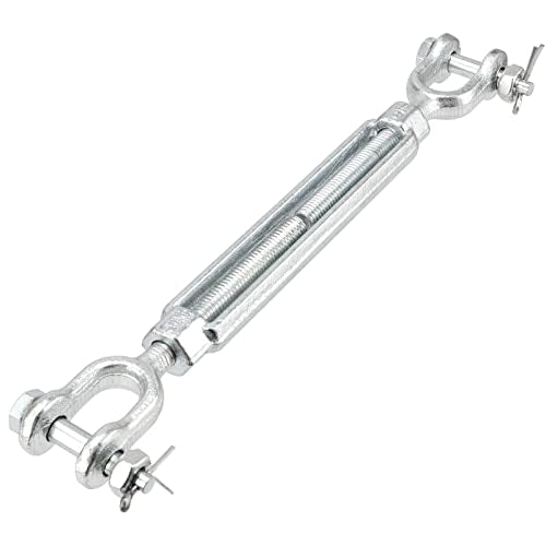 4 Pack M12 Galvanized Steel Turnbuckle, 1/2 Inch Heavy Duty Jaw and Jaw Turnbuckle, Weather Resistant Forged Turnbuckle for Tension Cable, Rope, Chain, 2200 lbs Working Load