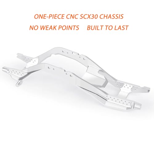 ONE-PIECE CNC SCX30 Chassis Aluminum Frame Rails for Axial SCX30 1/30 RC Crawler, 4x4 Ford Bronco Jeep Wrangler JLU Upgrade Part (Silvery) - color: Silvery