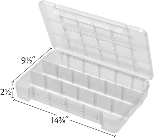 Akro-Mils 05905 Plastic Portable Parts Storage Case for Hardware and Crafts with Hinged Lid and 5 Adjustable Dividers, (14-3/8-Inch x 9-1/2-Inch x 2-1/2-Inch), Large, Clear, 6-Pack - size: Large, style: 6-Pack