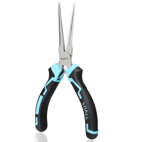SHALL 6" Mini Needle Nose Pliers, Long Nose Pliers w/Comfort Grip Handles & Non-Serrated Drop Forged Steel Jaws, Small Needle Nose Pliers for Jewelry Making, Wire Wrapping, Crafts, Electronic Repair - size: 1PC 6"
