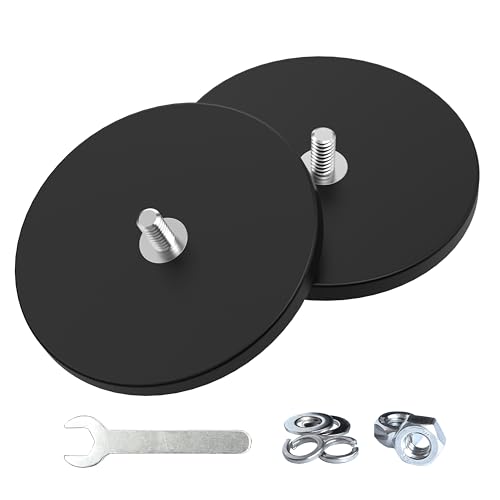 Magnetpro 2 Pieces Strong Rubber Coated Mounting Magnets 120 LB | Anti-Scratch & Anti Corrosion, Over 120 LB Adhesive Power, 1/4"-20 Stainless Steel Male Thread with Nuts, For PTZ, Camera - size: 120LB - 1/4"-20 Male SS 2P