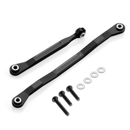 RCHUBAM 1/18 Steering Links 2Pcs Aluminum Steering Linkage Servo Link Pull Rod Compatible with HPI 1/18 Venture HILUX RC Off-Road Crawler Car Upgrade Accessories (Black) | Aluminum Alloy,Steering Link with Screw Washer,RC Upgrade Parts - color: Black