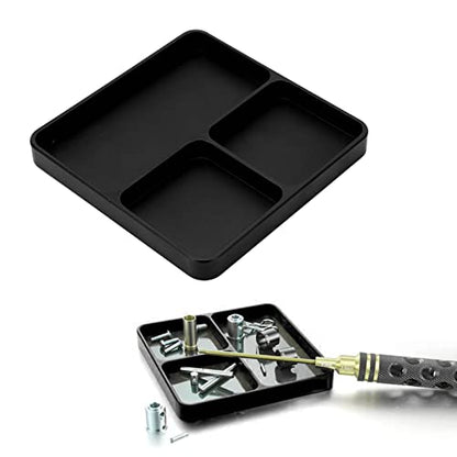 RC Model Repair Screw Tray, Magnetic Tool Tray for RC Car Maintenance, CNC Aluminum Alloy Organizer with Magnetic Pads for Remote Control Vehicles Aircraft Helicopters (Black) - color: Black